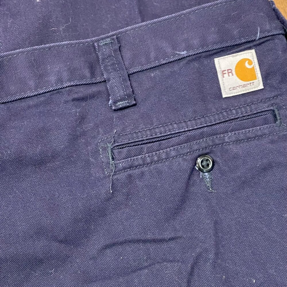 Carhartt FR Flame Resistant Navy Blue Canvas Work Pants Size 44x34 Welder 371-20 - Picture 6 of 15
